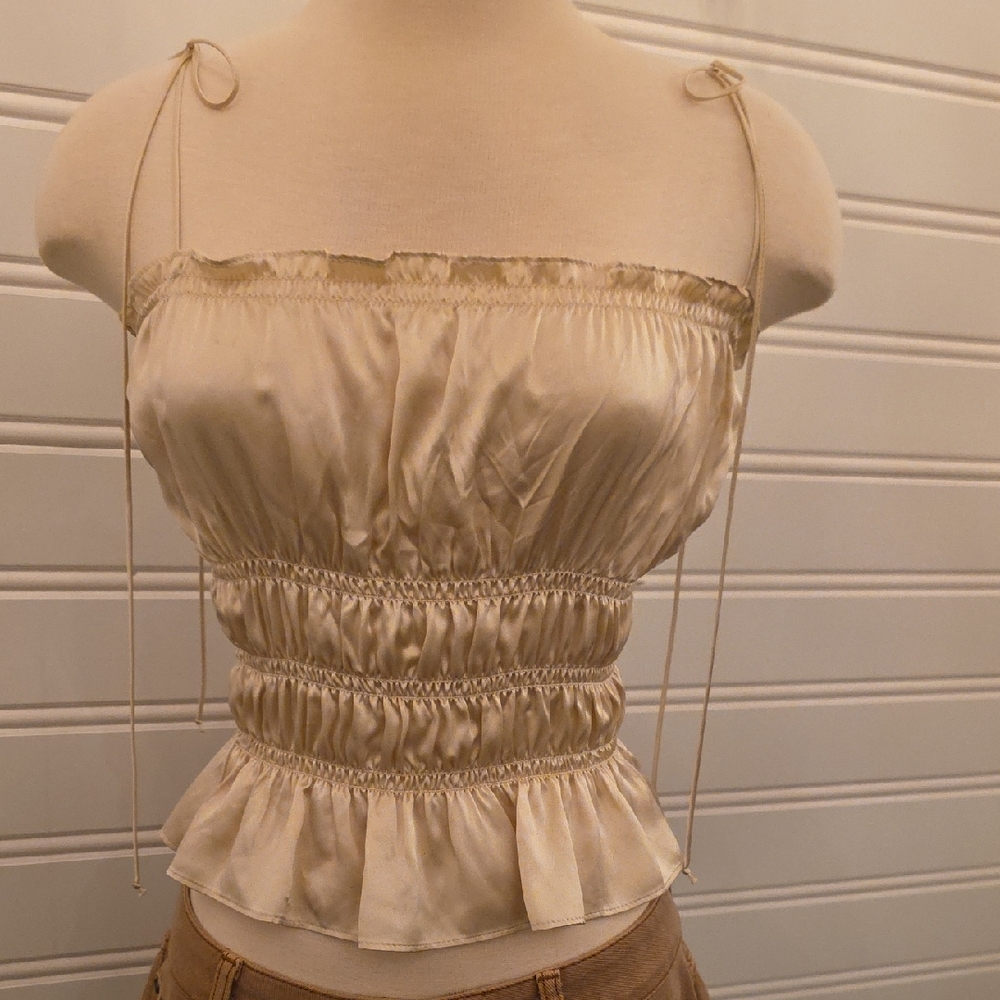 Reformation Champaign Satin Camisole Top